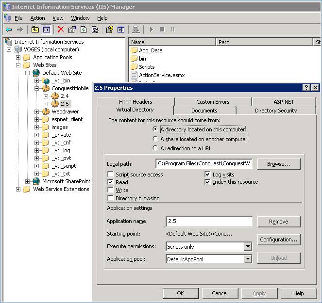 Set the Microsoft .NET Framework version in IIS 6